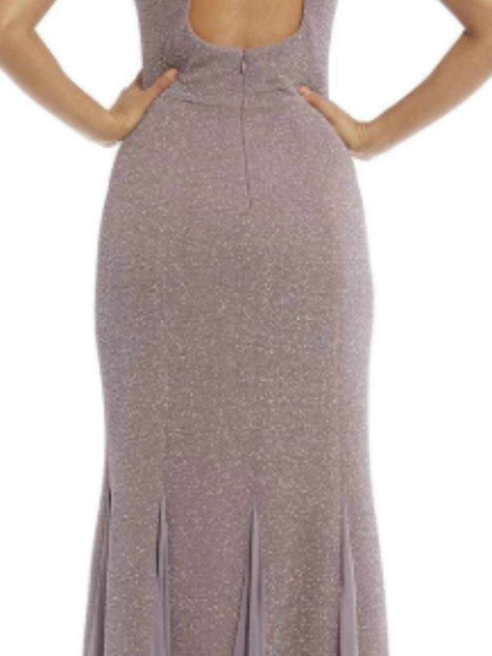 Night Way Shimmery Rose-Mauve Halter Evening Gown